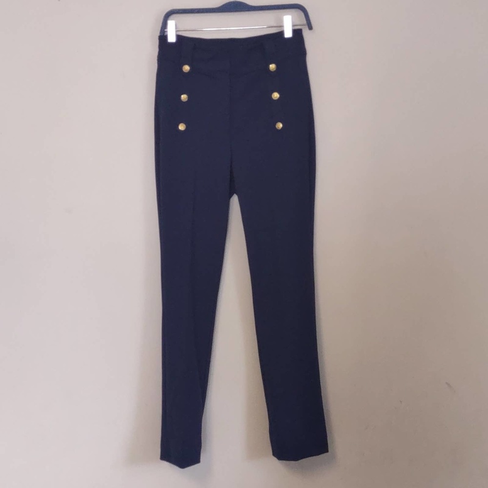 NY & Co Sailor Button High-Waisted Barely Bootcut Pant - Superflex Small Navy - Picture 5 of 12